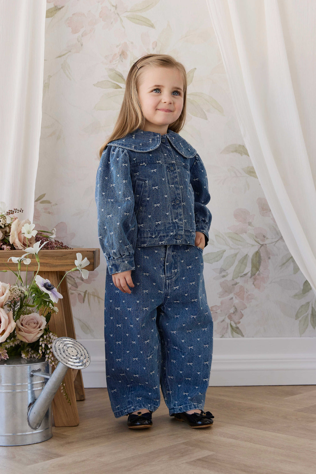 Elka Jacket - Amour Bows Denim Childrens Jacket from Jamie Kay Australia