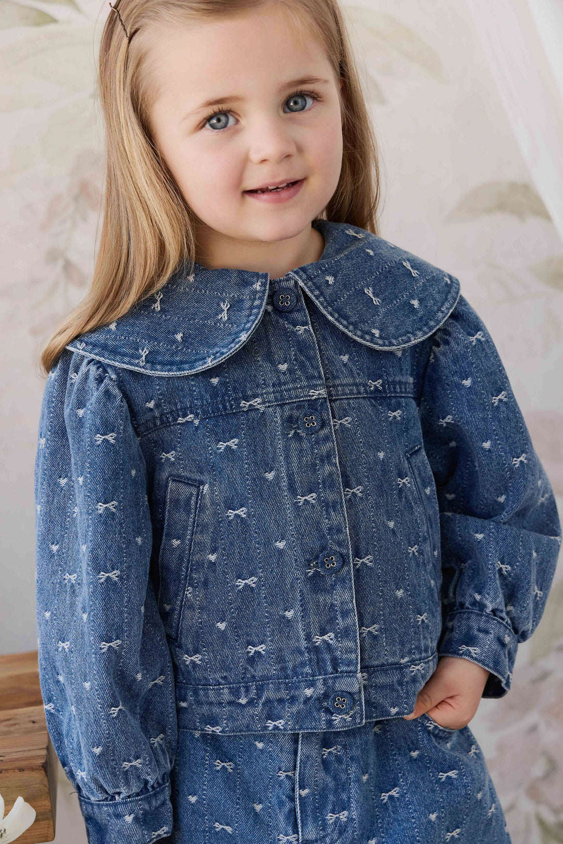Elka Jacket - Amour Bows Denim Childrens Jacket from Jamie Kay Australia