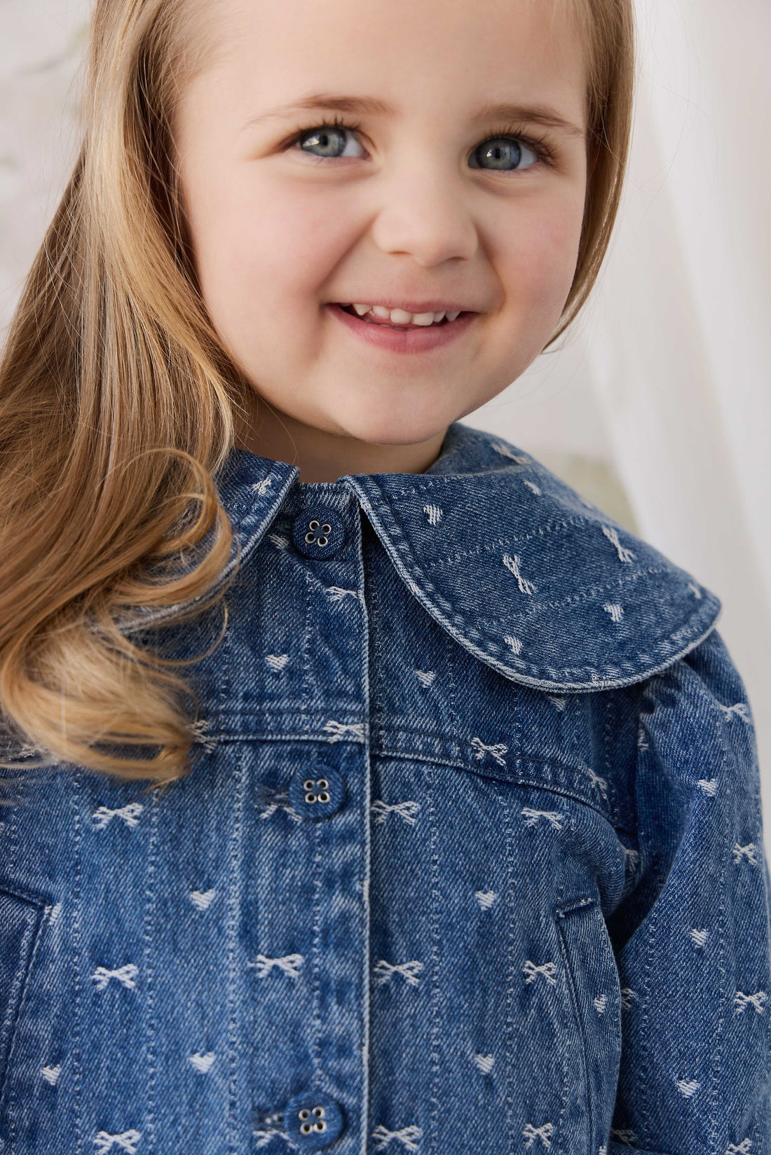 Elka Jacket - Amour Bows Denim Childrens Jacket from Jamie Kay Australia