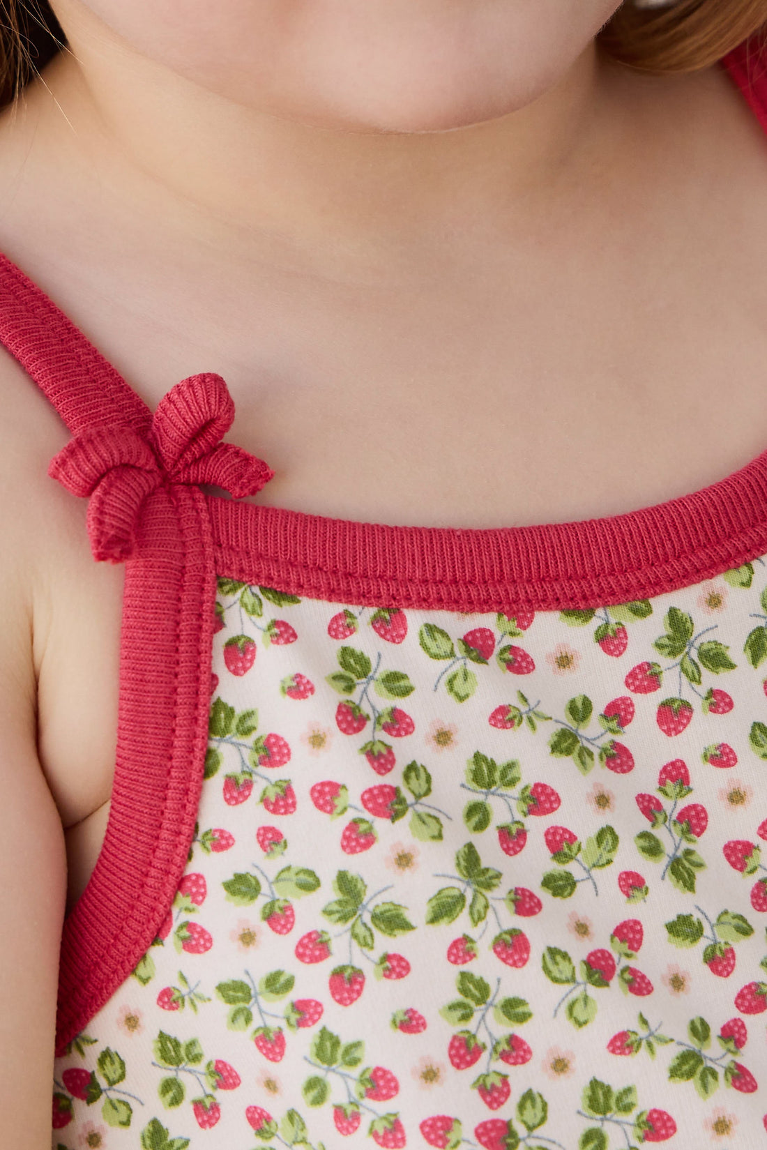 Organic Cotton Jaida Pyjama Singlet Set - Cottage Strawberries Childrens Pyjamas from Jamie Kay Australia