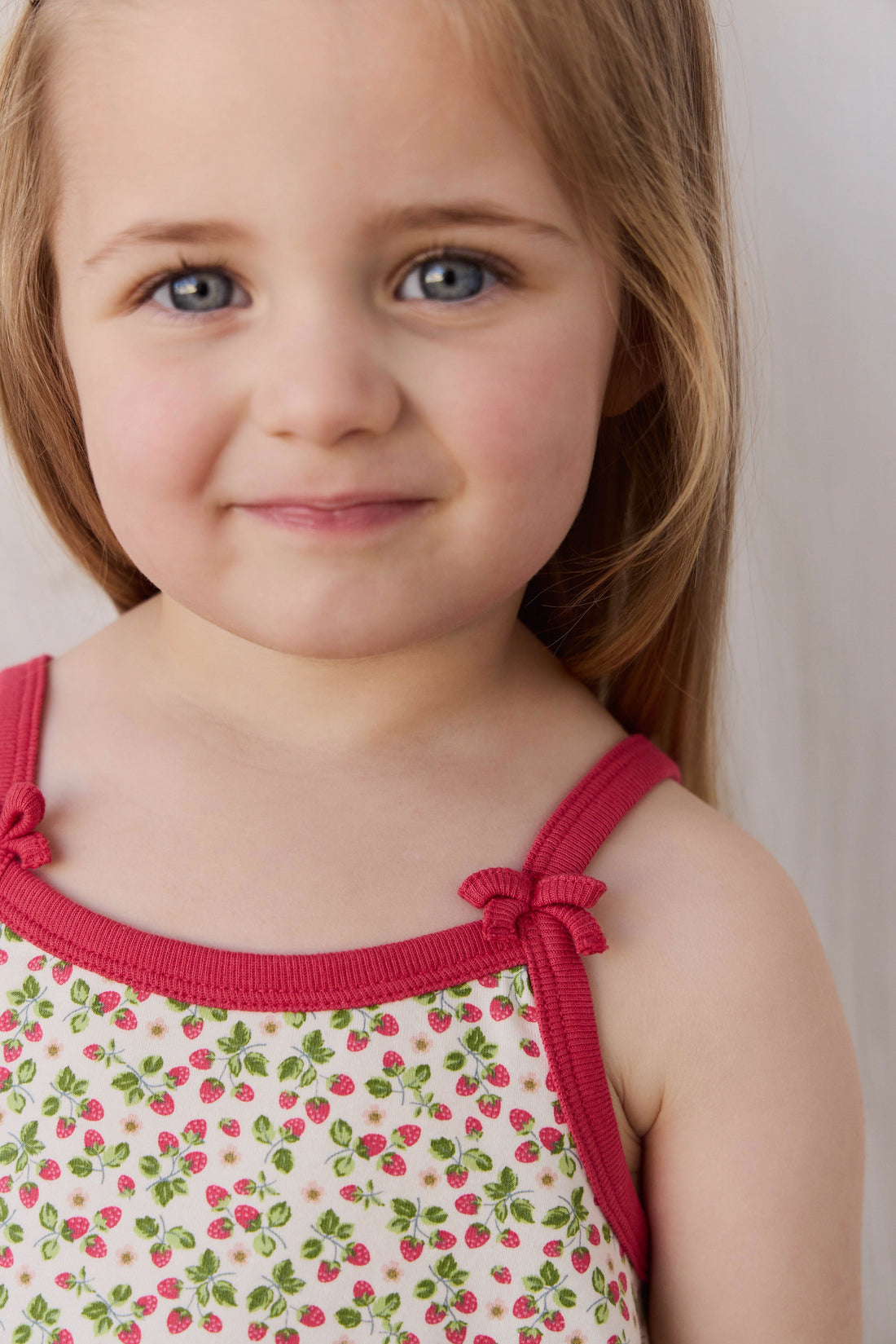 Organic Cotton Jaida Pyjama Singlet Set - Cottage Strawberries Childrens Pyjamas from Jamie Kay Australia