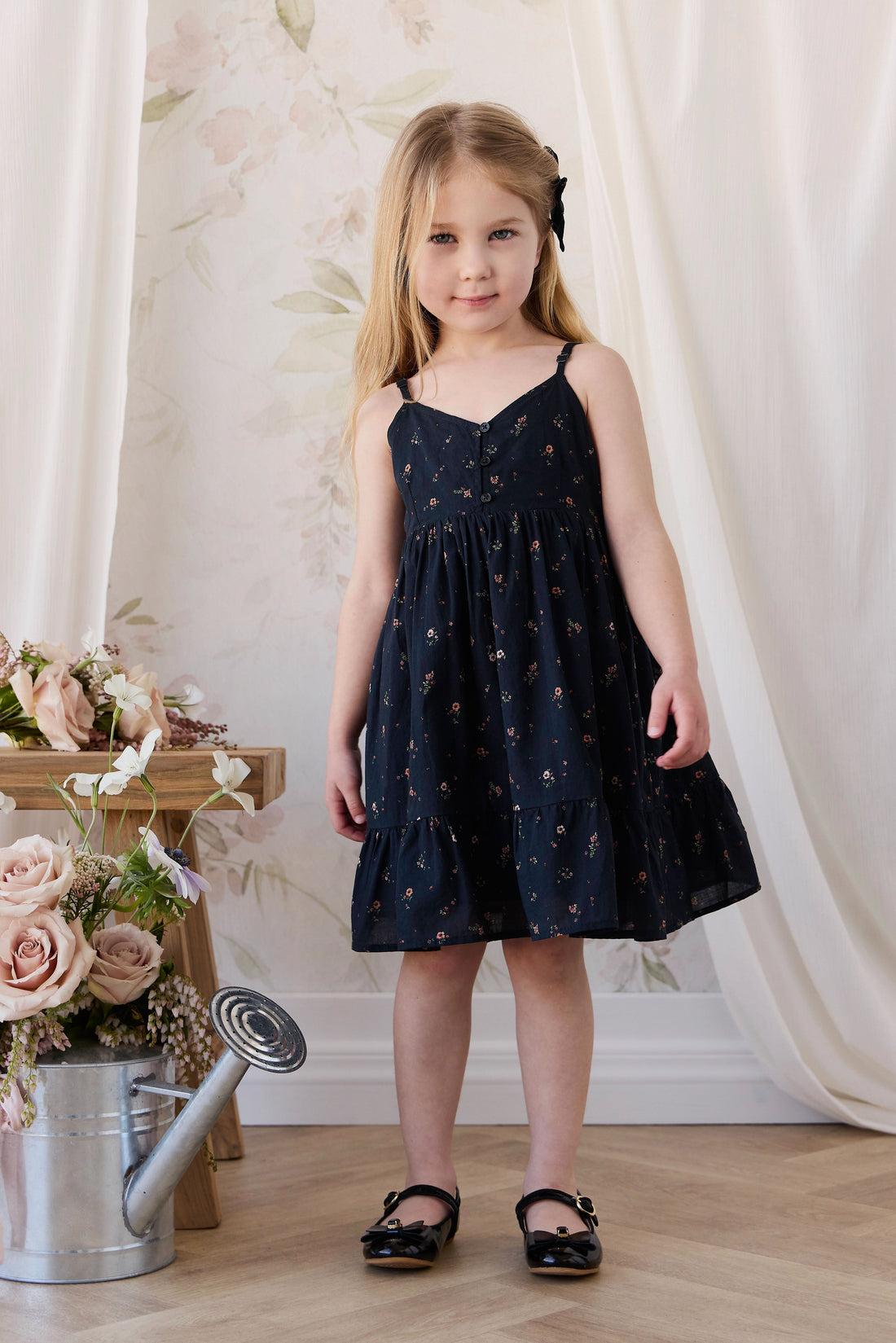 Organic Cotton Kaianna Dress - Eloise Navy Childrens Dress from Jamie Kay Australia