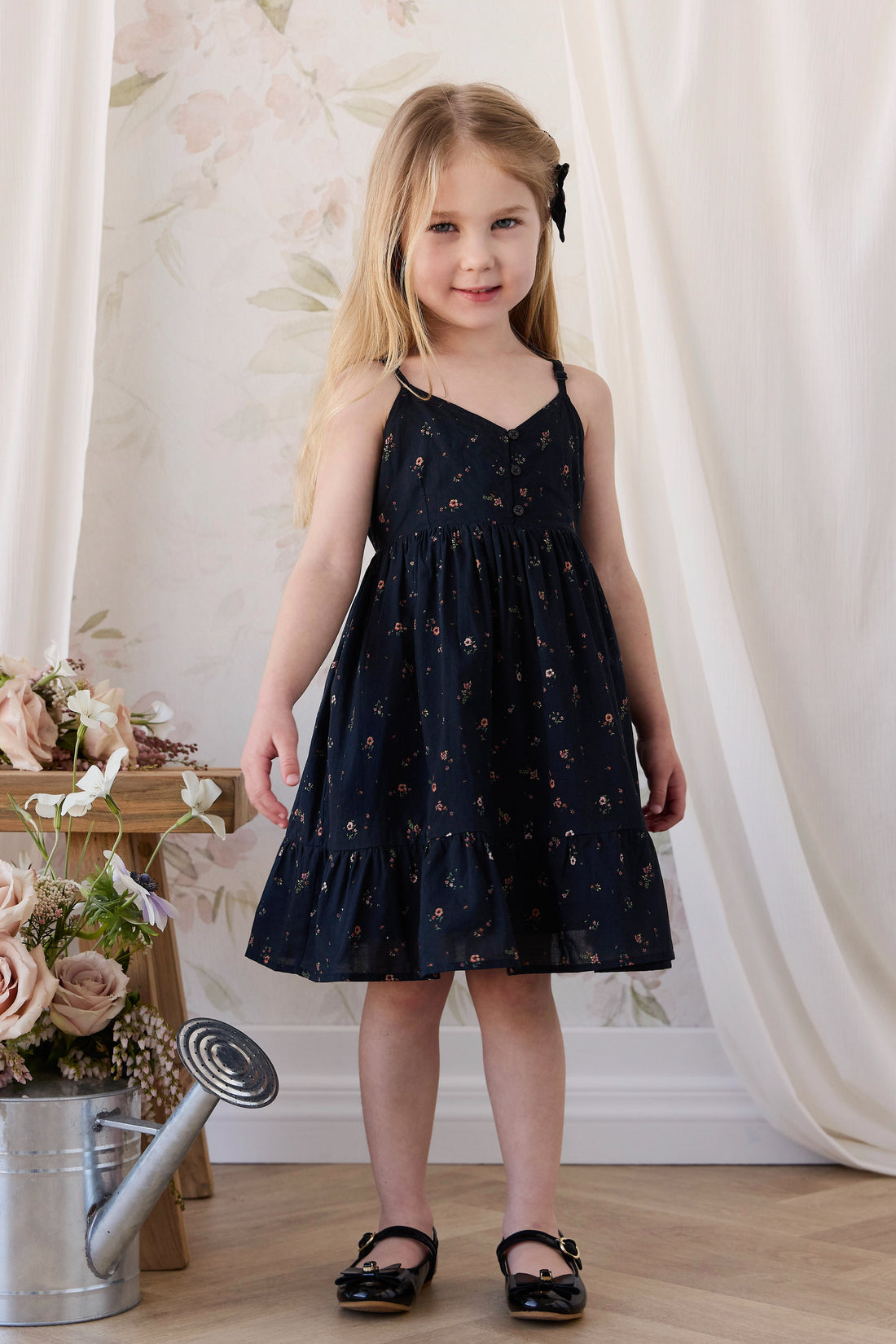 Organic Cotton Kaianna Dress - Eloise Navy Childrens Dress from Jamie Kay Australia