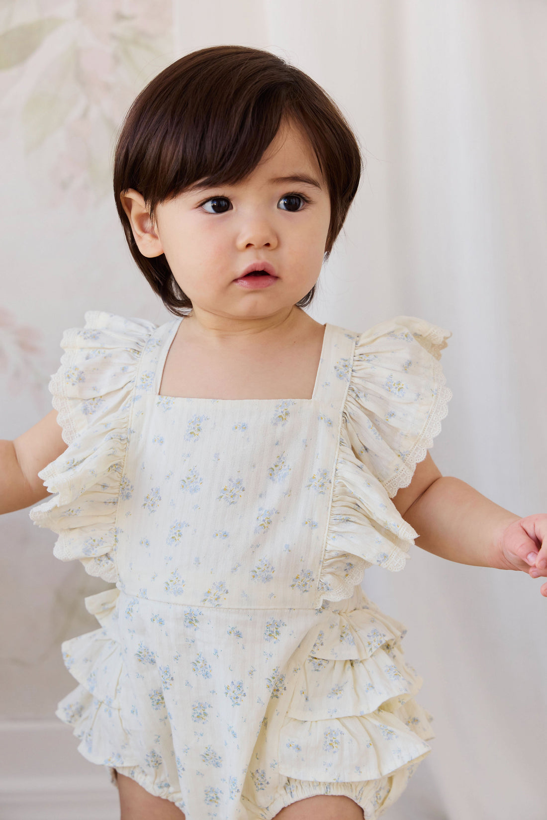 Organic Cotton Elka Playsuit - Justine Vanilla Sky Childrens Playsuit from Jamie Kay Australia