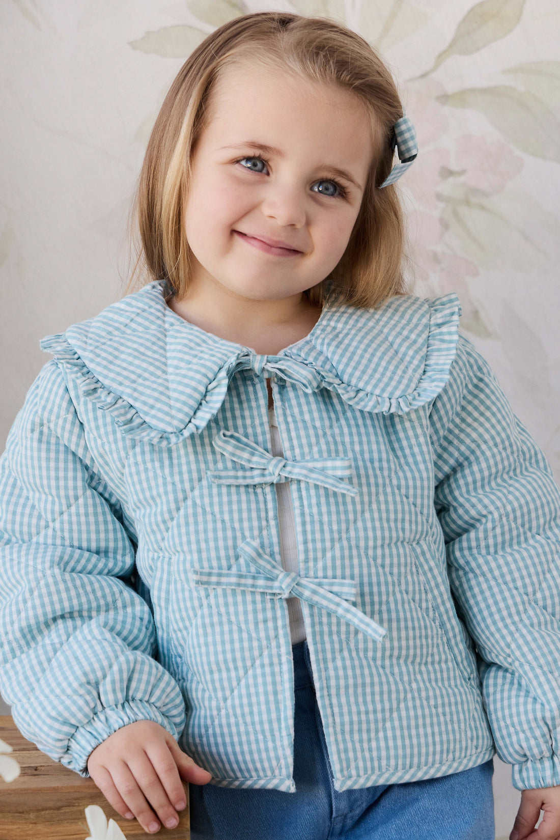 Mariette Jacket - Sky Gray Gingham Childrens Jacket from Jamie Kay Australia