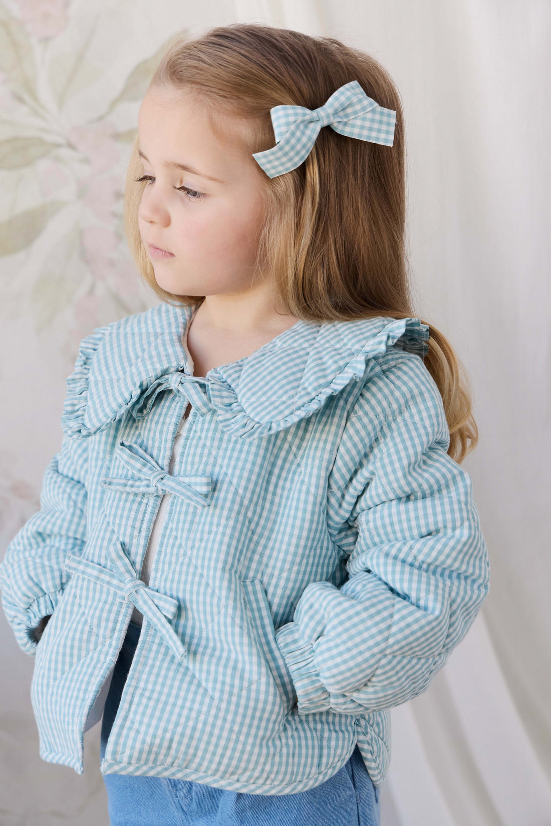 Mariette Jacket - Sky Gray Gingham Childrens Jacket from Jamie Kay Australia