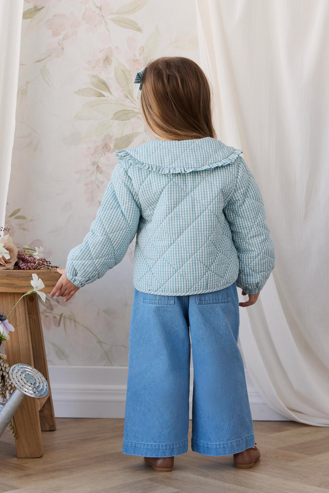 Mariette Jacket - Sky Gray Gingham Childrens Jacket from Jamie Kay Australia