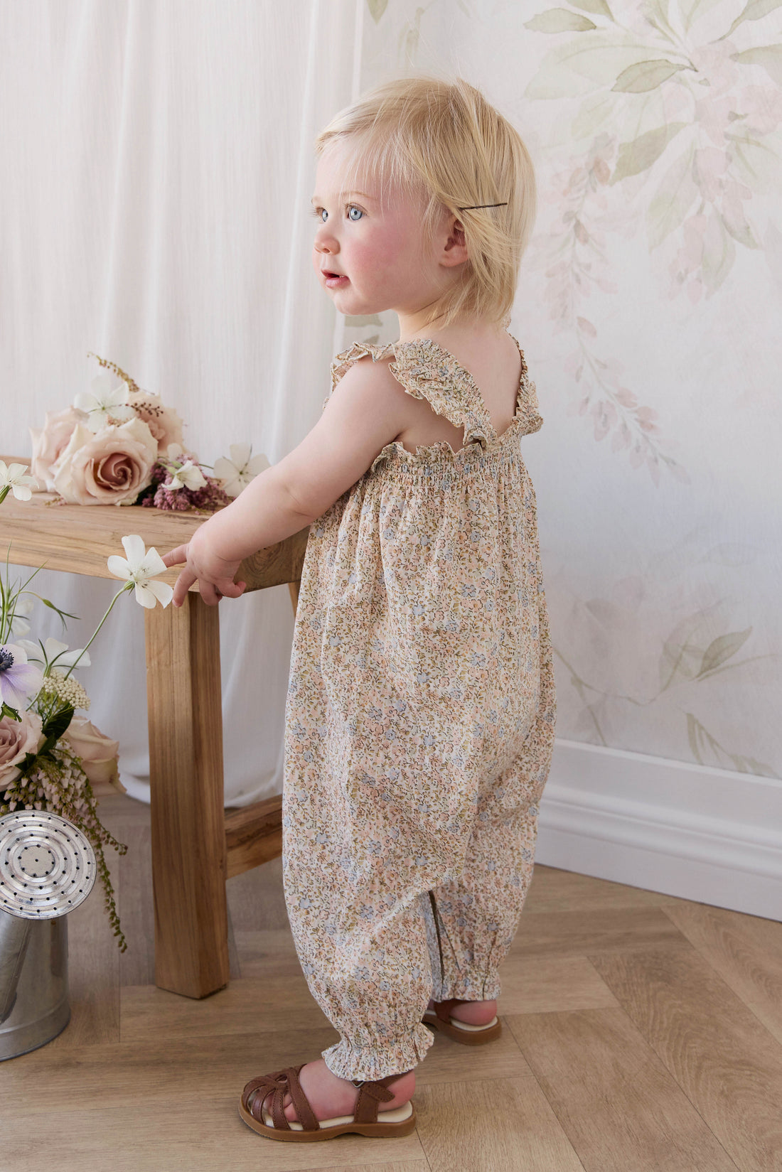 Organic Cotton Catalina Playsuit - Tully Peach Childrens Playsuit from Jamie Kay Australia