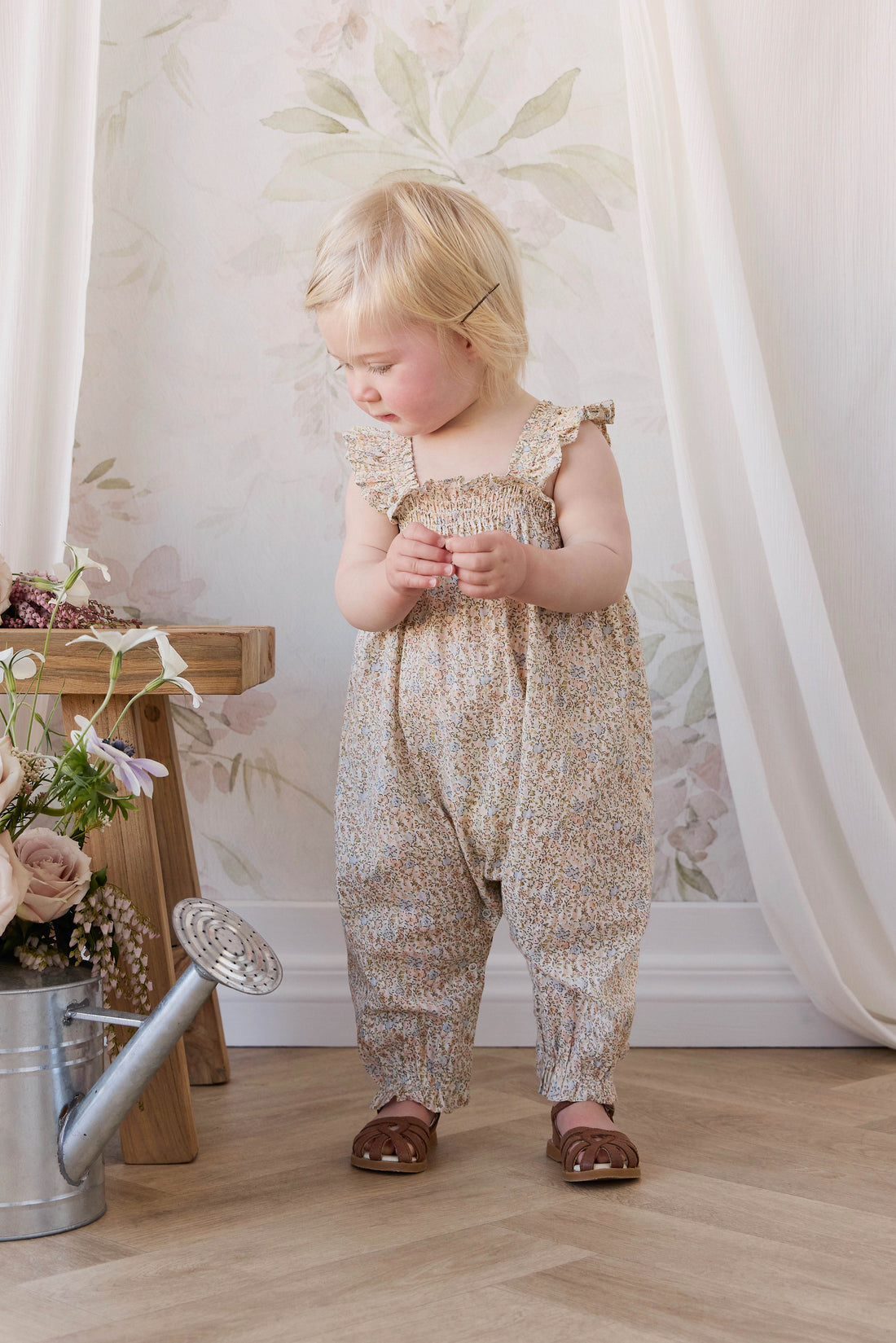 Organic Cotton Catalina Playsuit - Tully Peach Childrens Playsuit from Jamie Kay Australia