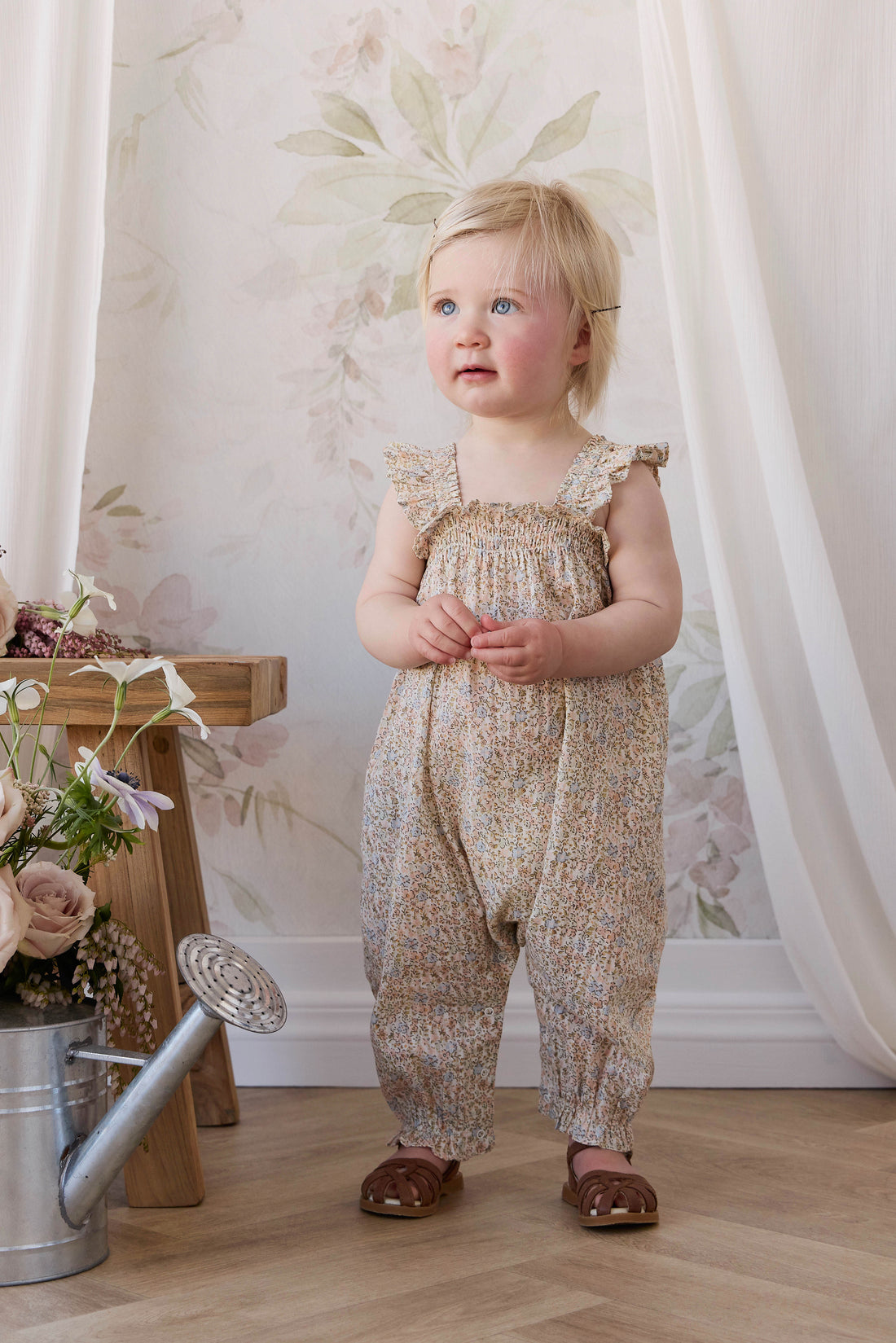 Organic Cotton Catalina Playsuit - Tully Peach Childrens Playsuit from Jamie Kay Australia