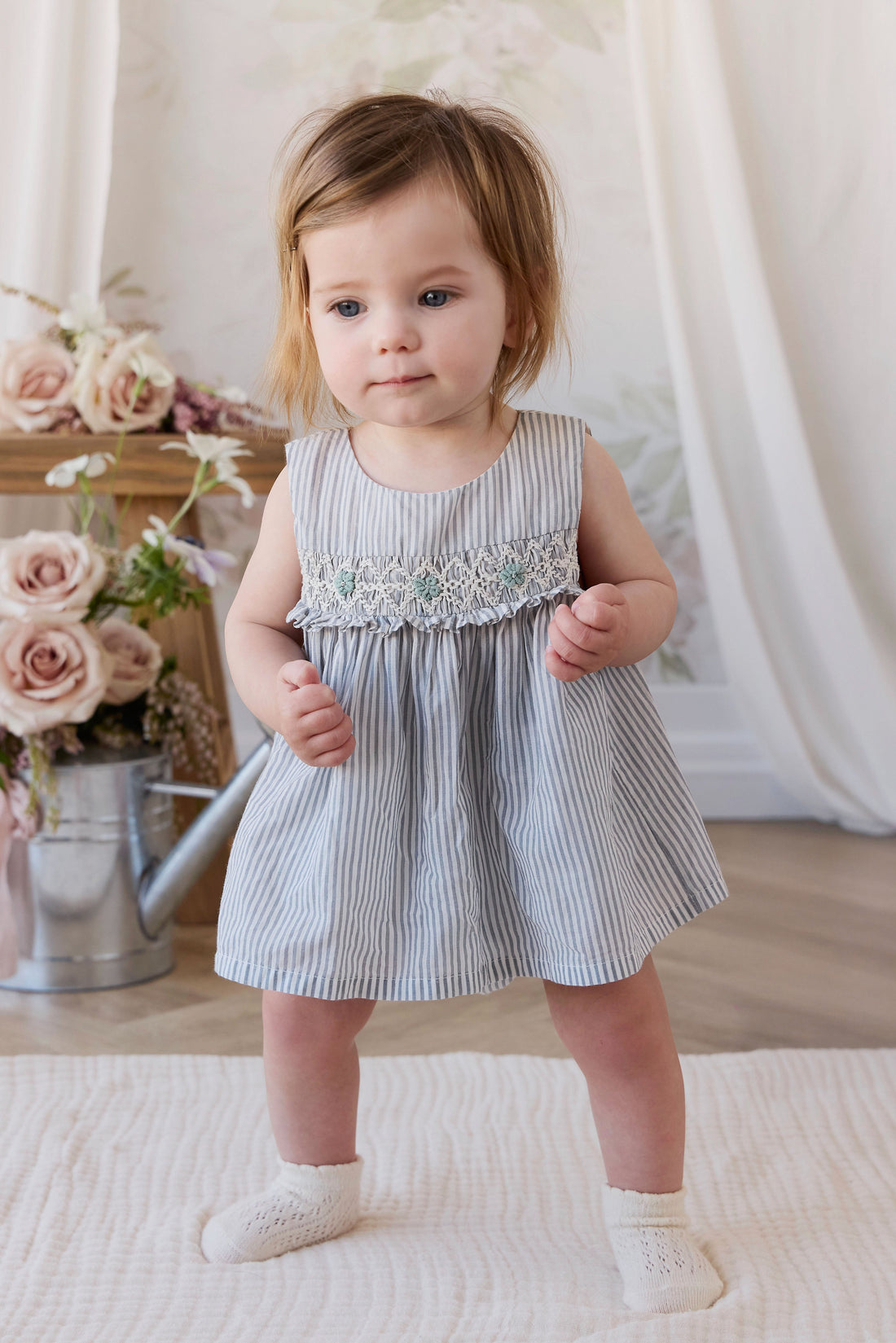 Organic Cotton Gracen Playsuit - Harbour Stripe Childrens Playsuit from Jamie Kay Australia
