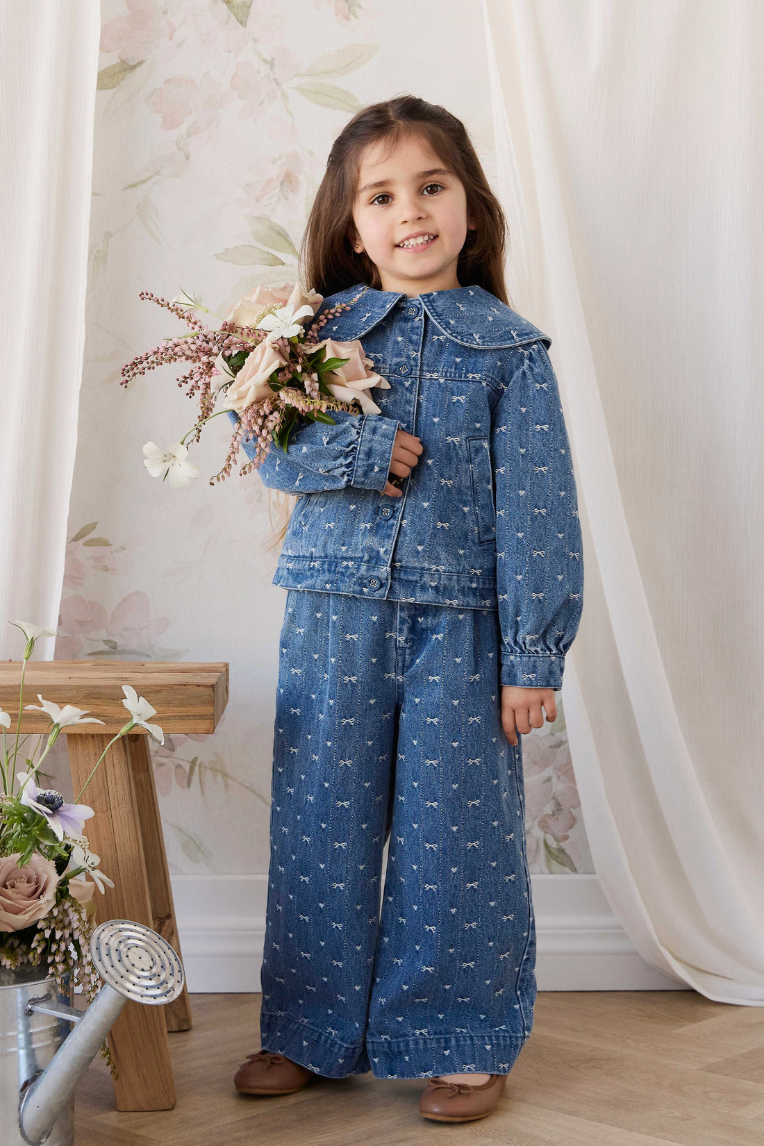 Calianna Pant - Amour Bows Denim Childrens Pants from Jamie Kay Australia