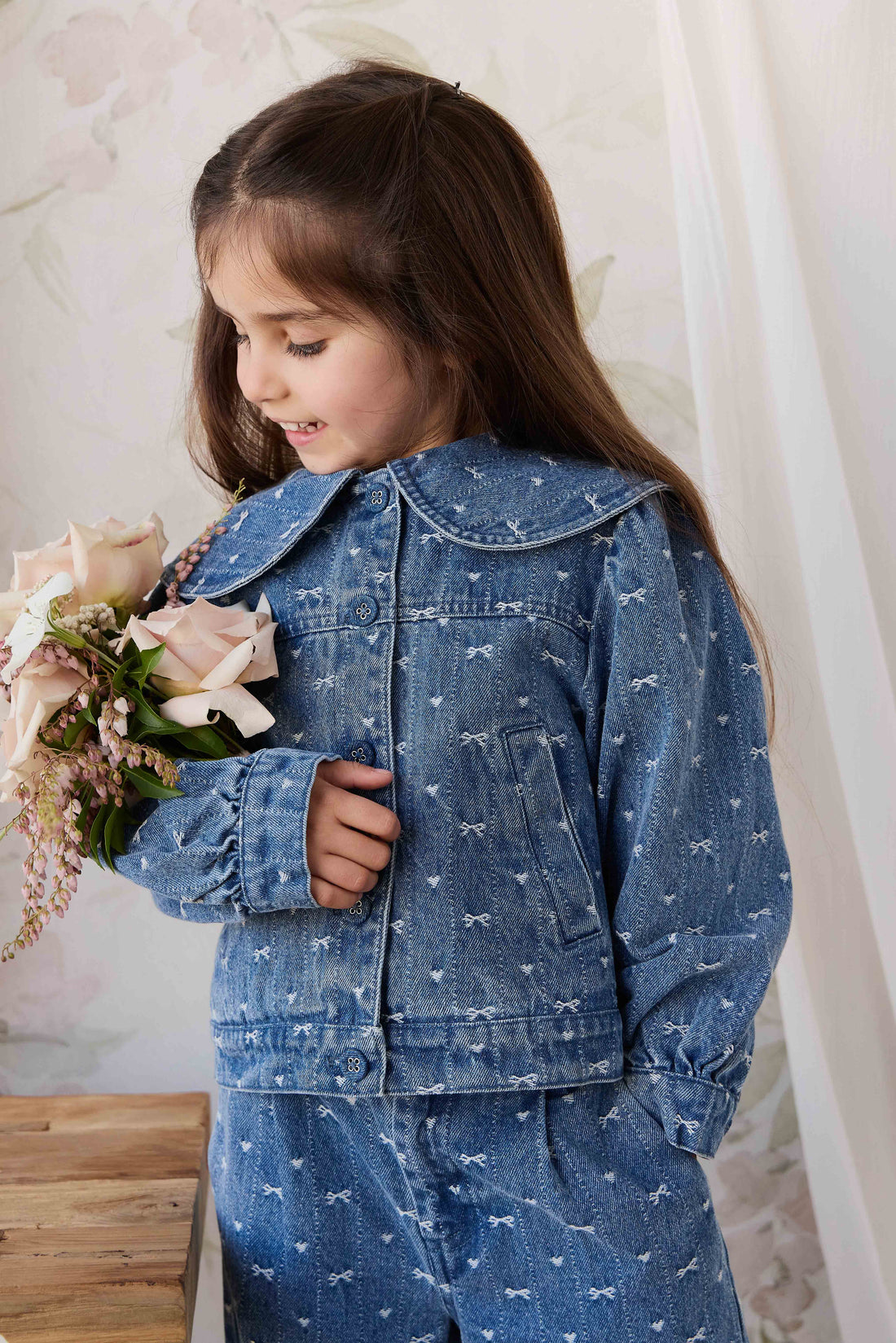 Elka Jacket - Amour Bows Denim Childrens Jacket from Jamie Kay Australia