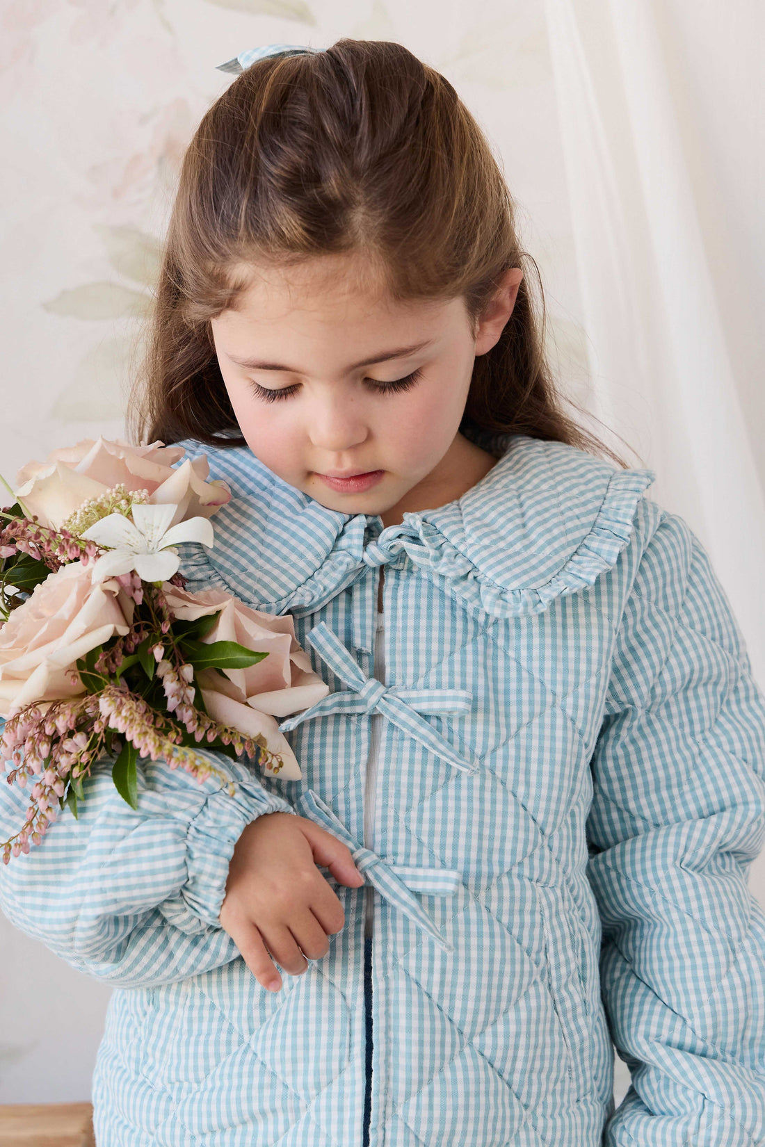 Mariette Jacket - Sky Gray Gingham Childrens Jacket from Jamie Kay Australia