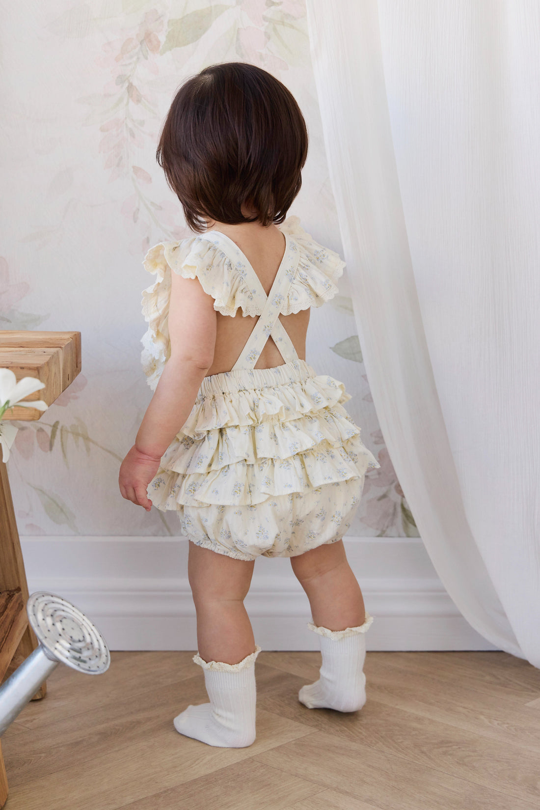 Organic Cotton Elka Playsuit - Justine Vanilla Sky Childrens Playsuit from Jamie Kay Australia