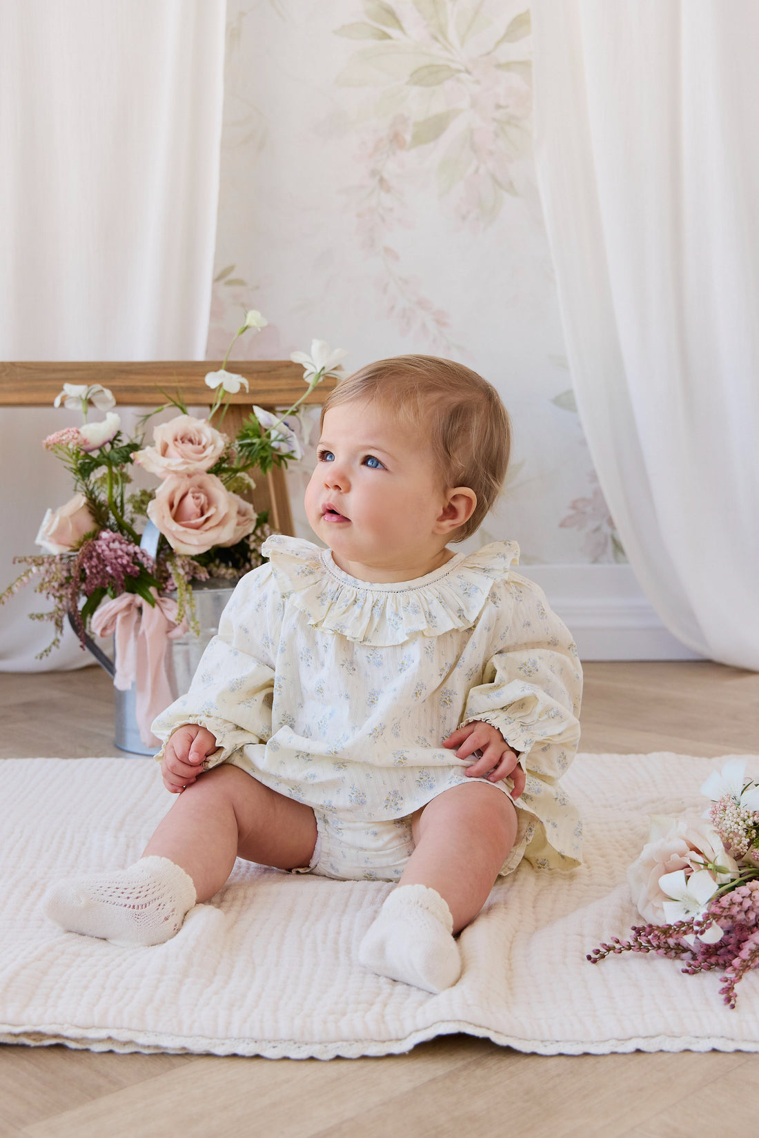 Organic Cotton Leonie Top - Justine Vanilla Sky Childrens Top from Jamie Kay Australia