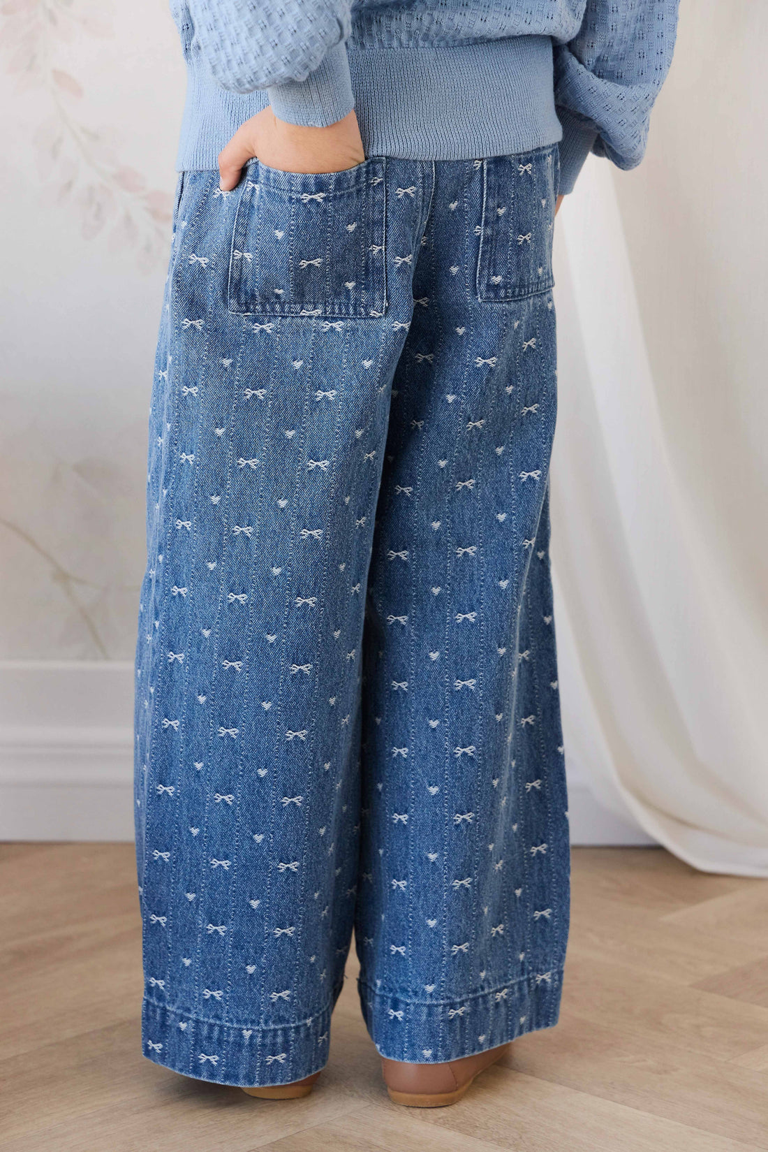 Calianna Pant - Amour Bows Denim Childrens Pants from Jamie Kay Australia