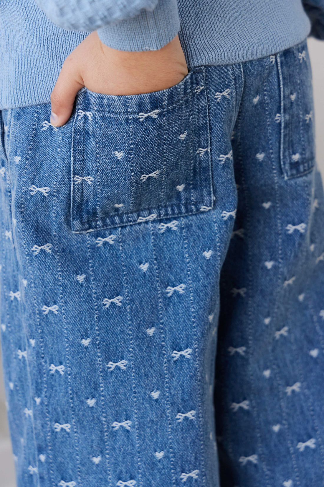 Calianna Pant - Amour Bows Denim Childrens Pants from Jamie Kay Australia