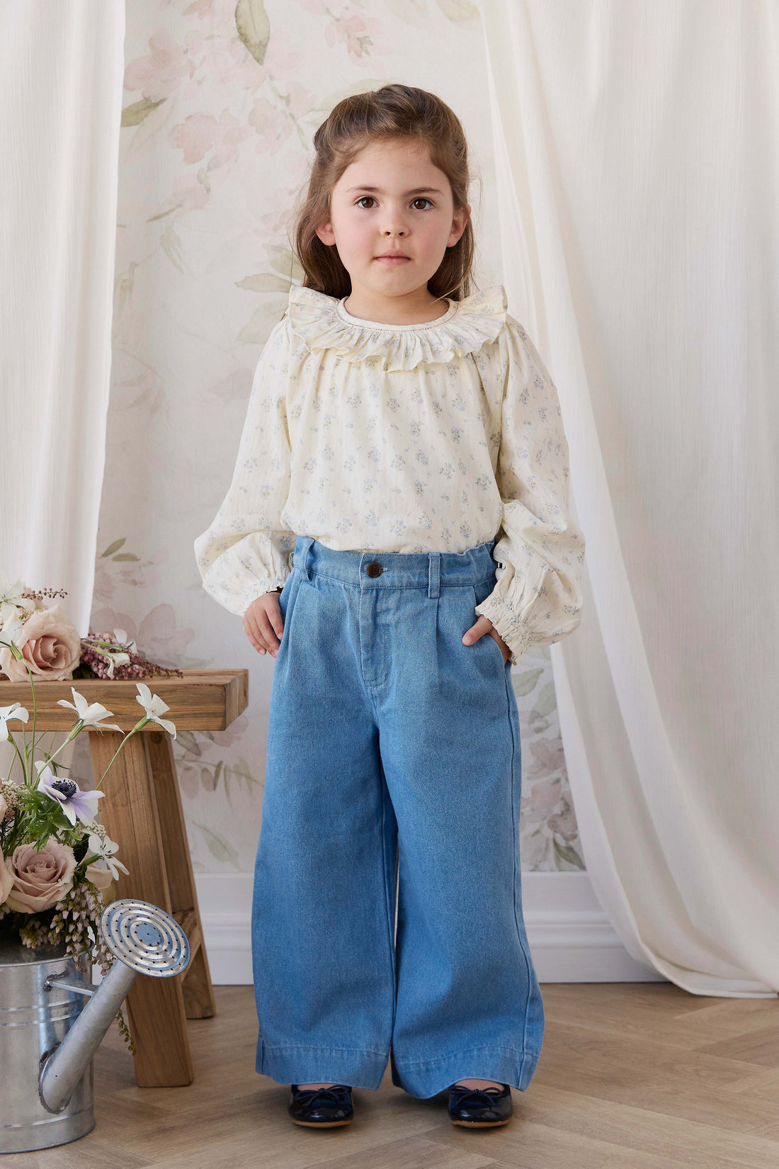 Organic Cotton Leonie Top - Justine Vanilla Sky Childrens Top from Jamie Kay Australia
