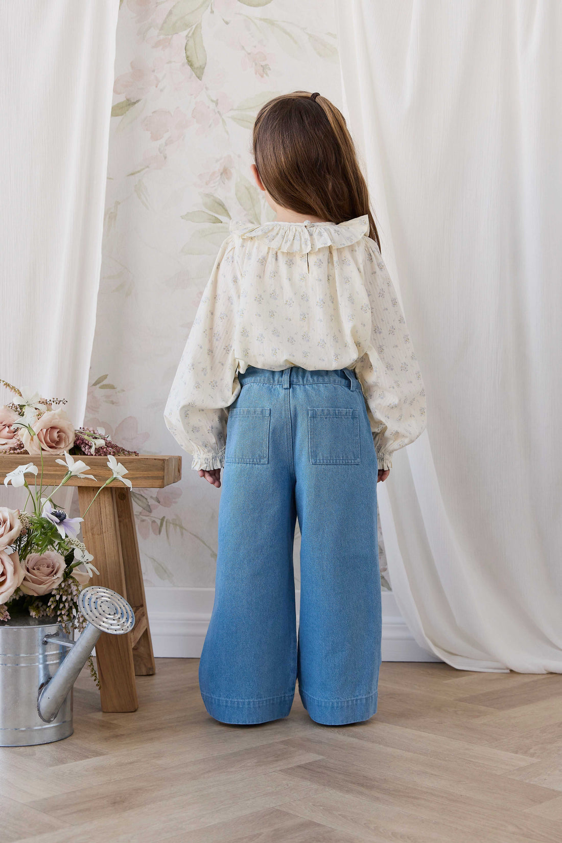 Organic Cotton Leonie Top - Justine Vanilla Sky Childrens Top from Jamie Kay Australia