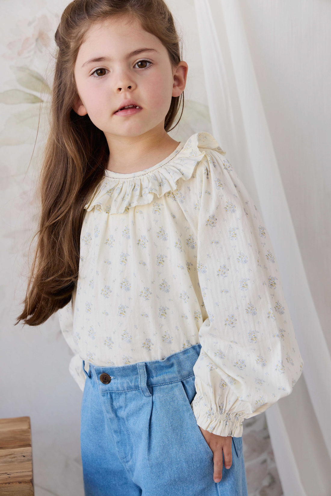 Organic Cotton Leonie Top - Justine Vanilla Sky Childrens Top from Jamie Kay Australia