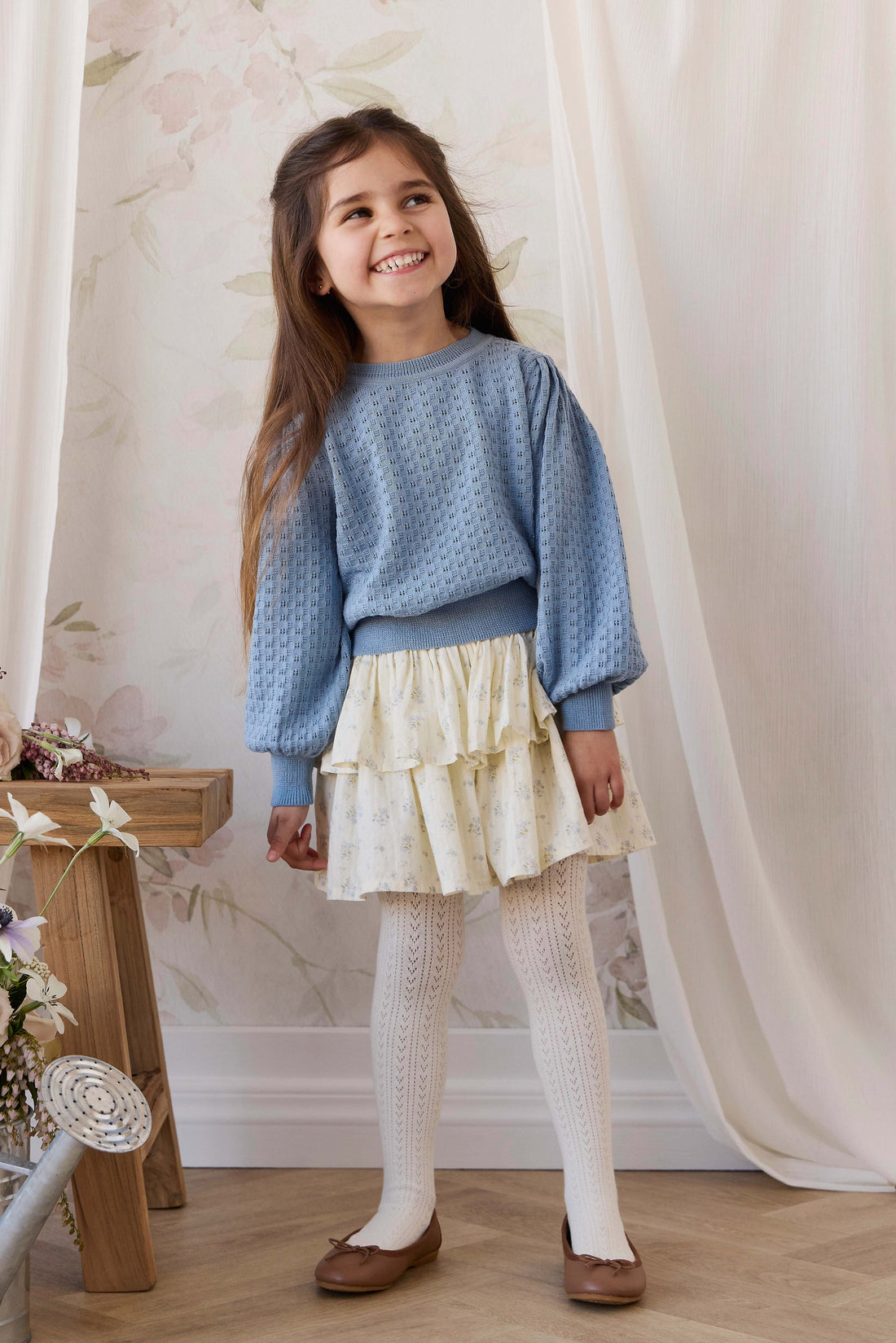 Organic Cotton Cosette Skirt - Justine Vanilla Sky Childrens Skirt from Jamie Kay Australia