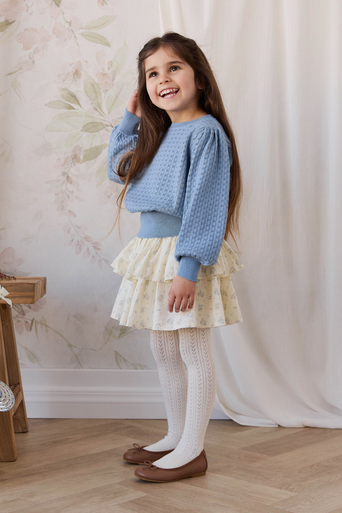 Organic Cotton Cosette Skirt - Justine Vanilla Sky Childrens Skirt from Jamie Kay Australia