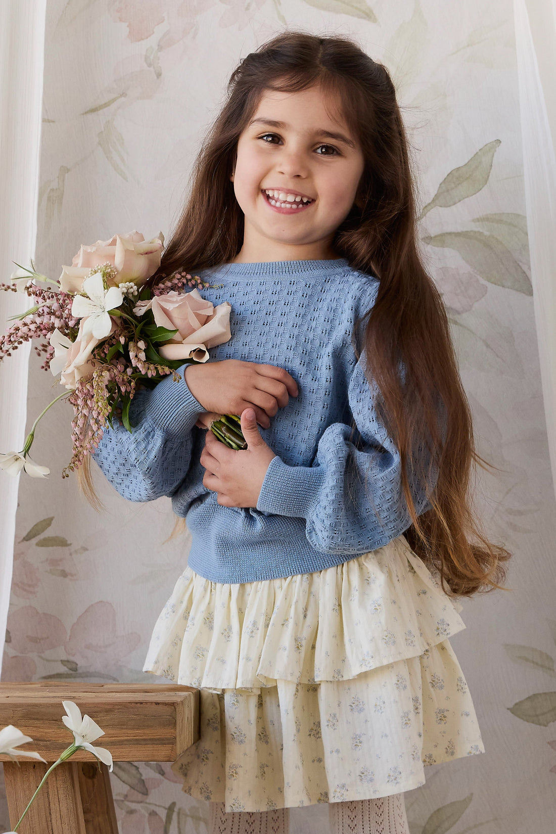Organic Cotton Cosette Skirt - Justine Vanilla Sky Childrens Skirt from Jamie Kay Australia