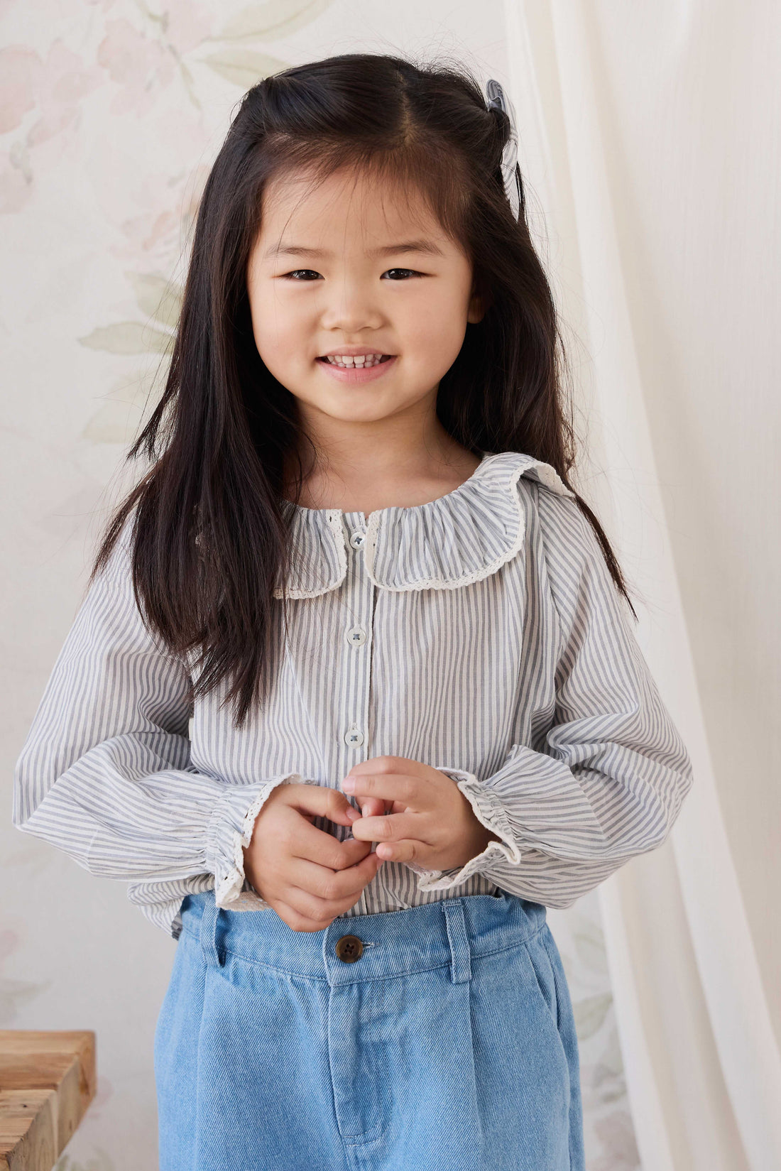 Organic Cotton Dovie Blouse - Harbour Stripe Childrens Top from Jamie Kay Australia