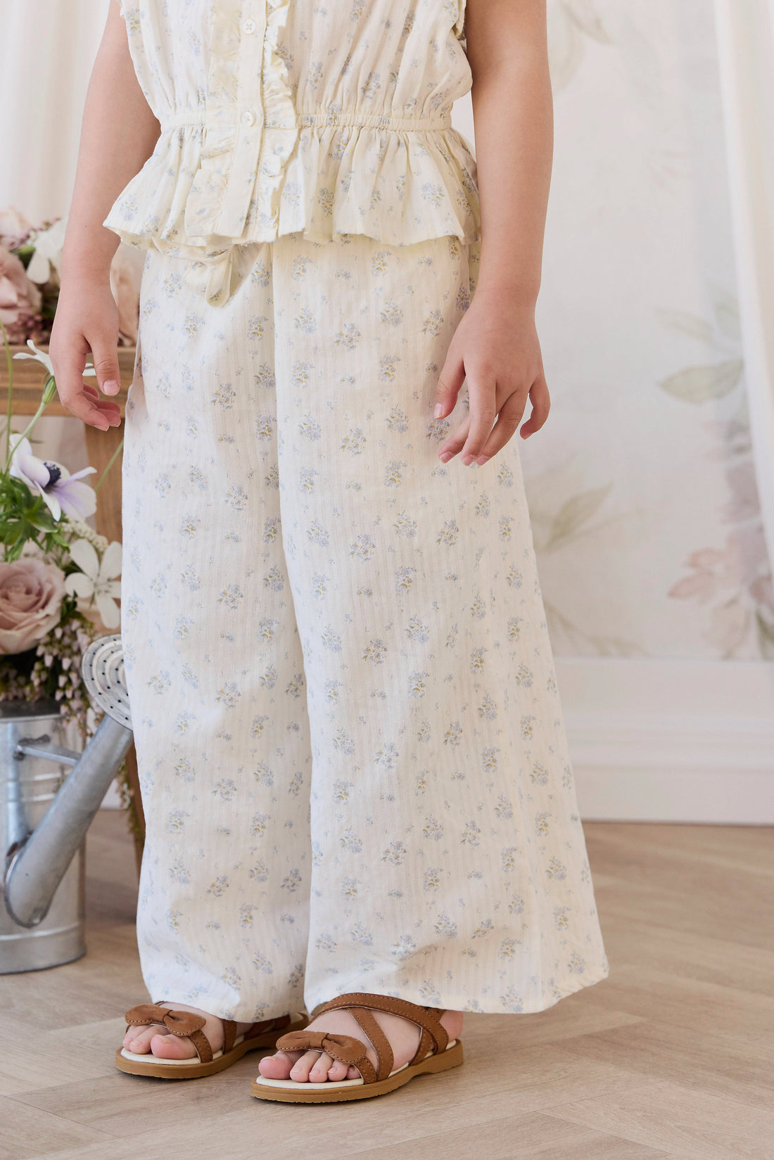 Organic Cotton Cosette Pant - Justine Vanilla Sky Childrens Pants from Jamie Kay Australia