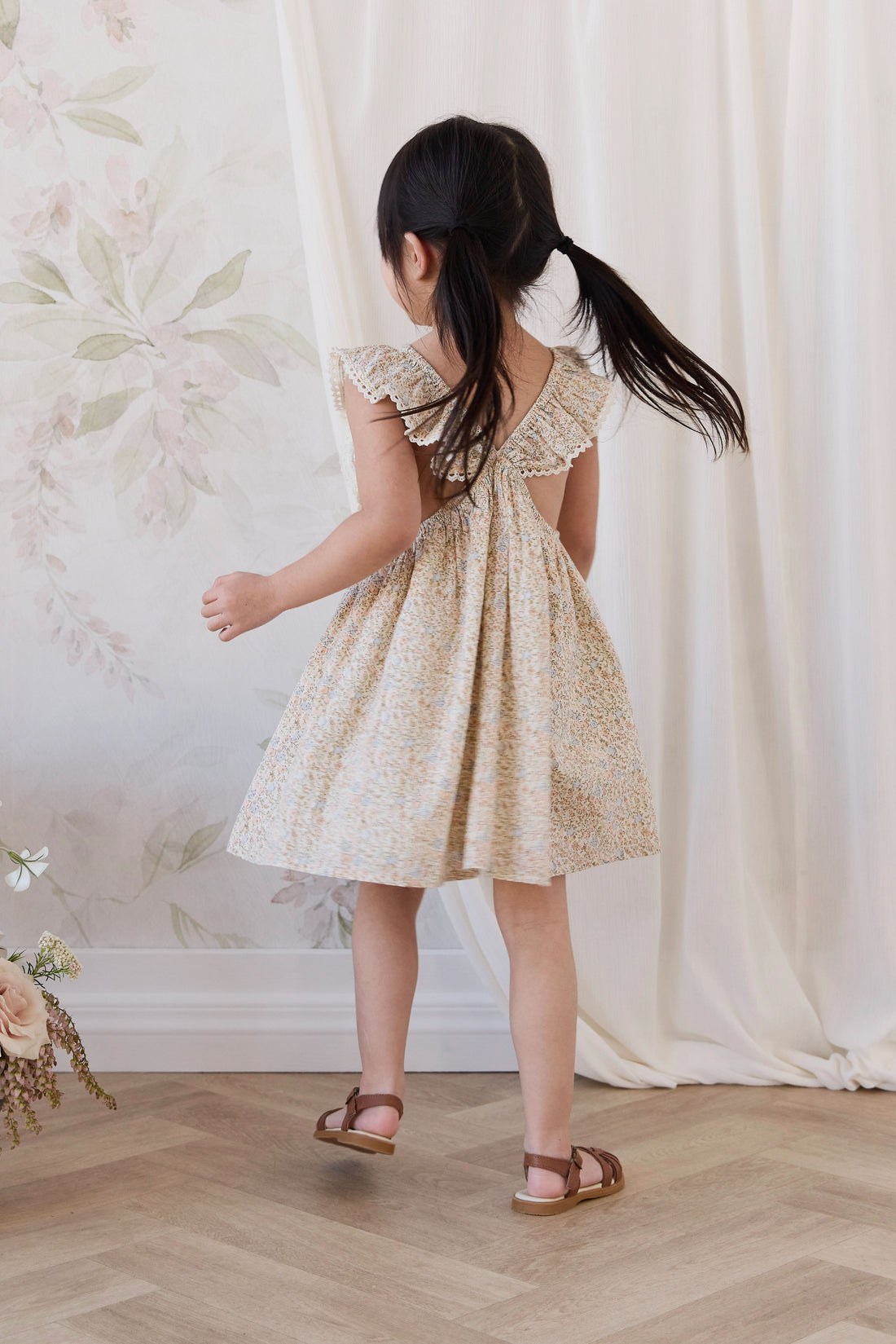 Organic Cotton Helene Dress - Tully Peach Childrens Dress from Jamie Kay Australia