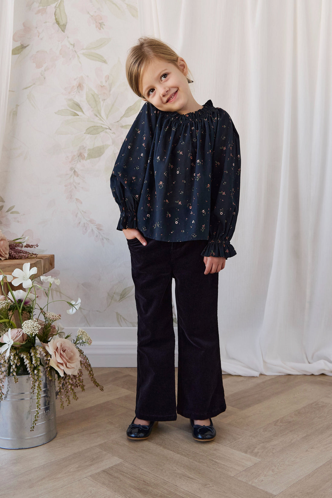 Organic Cotton Acacia Blouse - Eloise Navy Childrens Top from Jamie Kay Australia