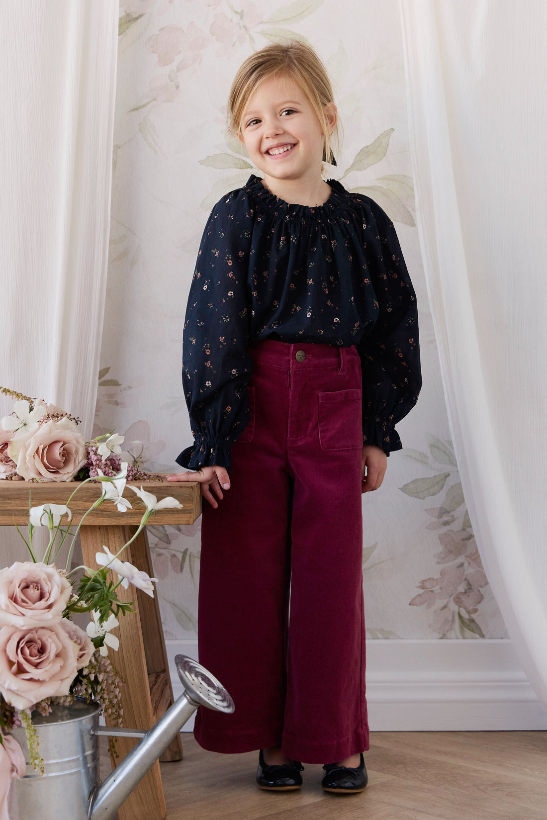 Organic Cotton Acacia Blouse - Eloise Navy Childrens Top from Jamie Kay Australia