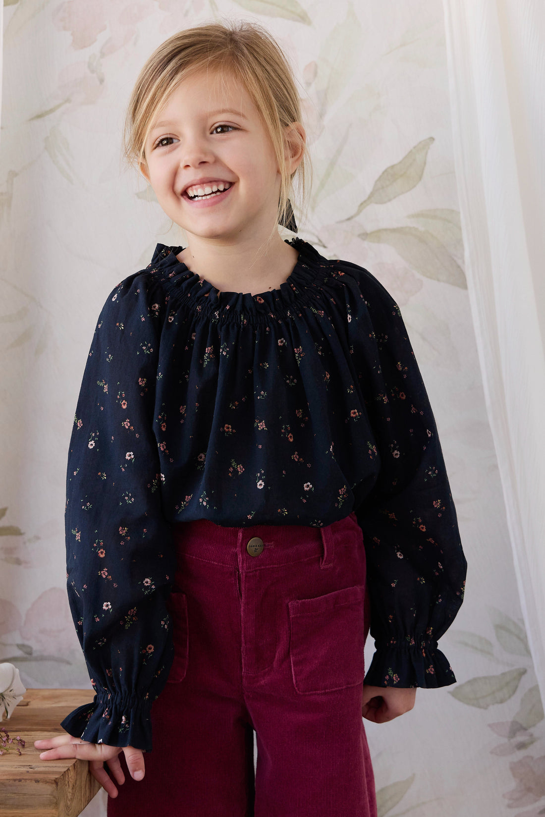 Organic Cotton Acacia Blouse - Eloise Navy Childrens Top from Jamie Kay Australia