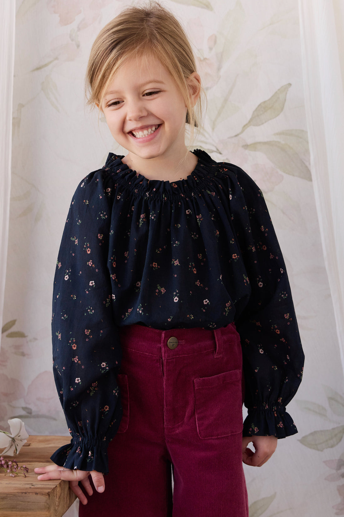Organic Cotton Acacia Blouse - Eloise Navy Childrens Top from Jamie Kay Australia