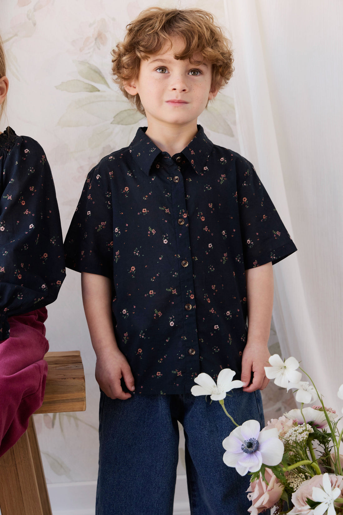 Organic Cotton Alexander Shirt - Eloise Navy Childrens Top from Jamie Kay Australia