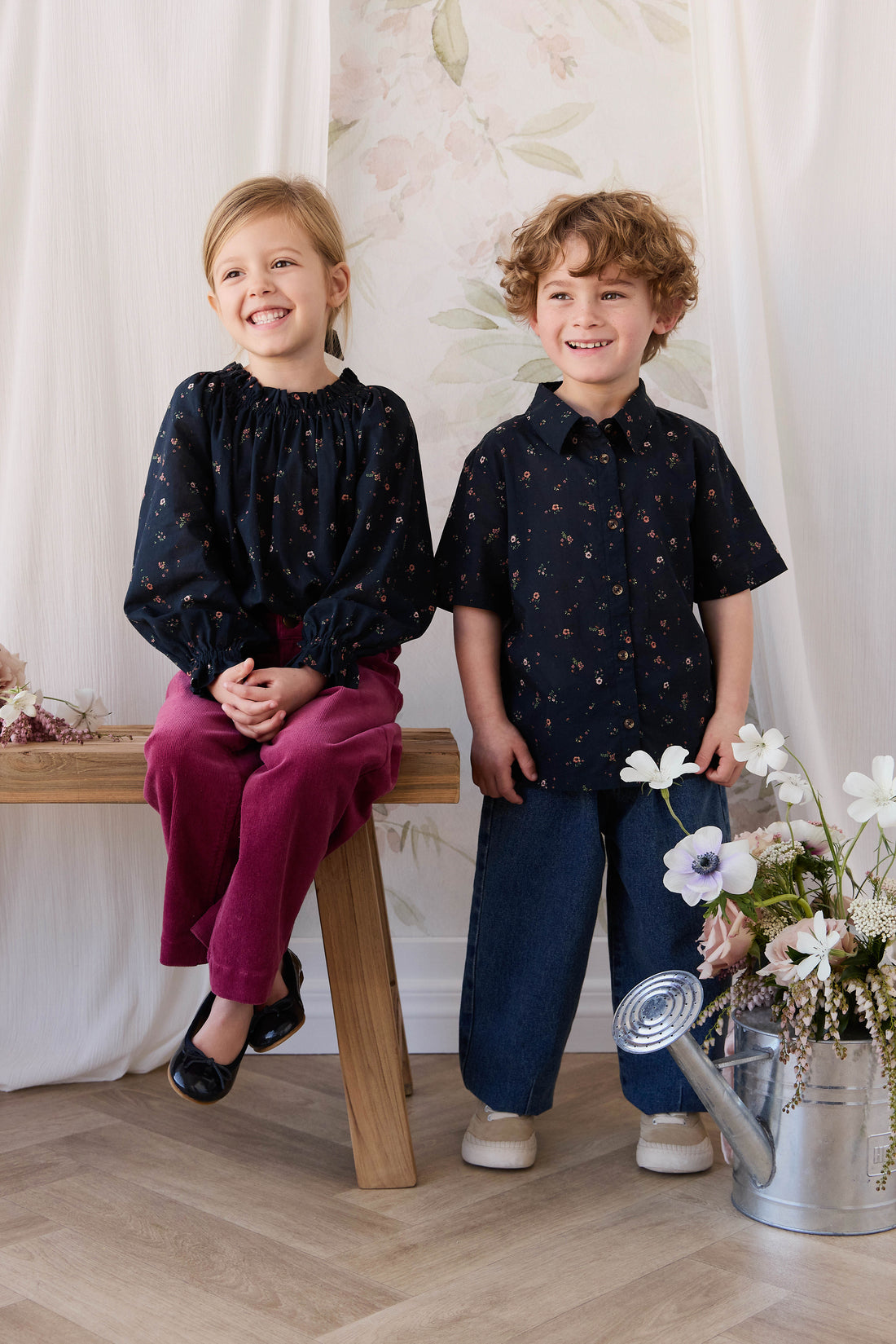 Organic Cotton Alexander Shirt - Eloise Navy Childrens Top from Jamie Kay Australia