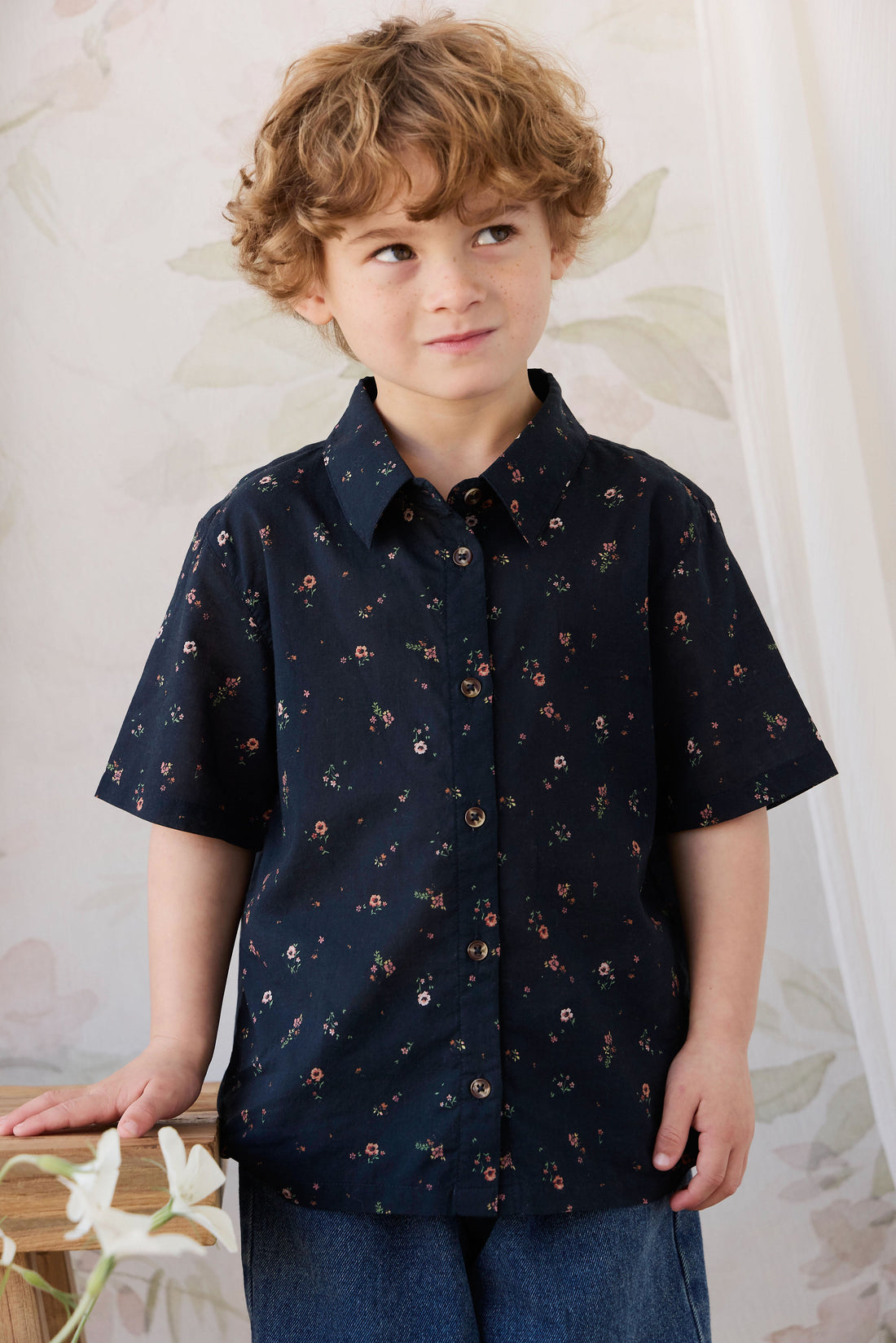 Organic Cotton Alexander Shirt - Eloise Navy Childrens Top from Jamie Kay Australia
