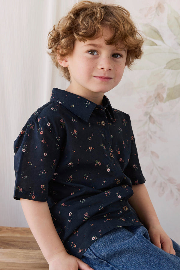 Organic Cotton Alexander Shirt - Eloise Navy Childrens Top from Jamie Kay Australia