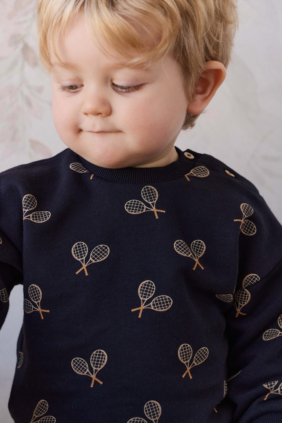 Organic Cotton Floyd Sweatshirt - Racquet Navy Childrens Sweatshirting from Jamie Kay Australia