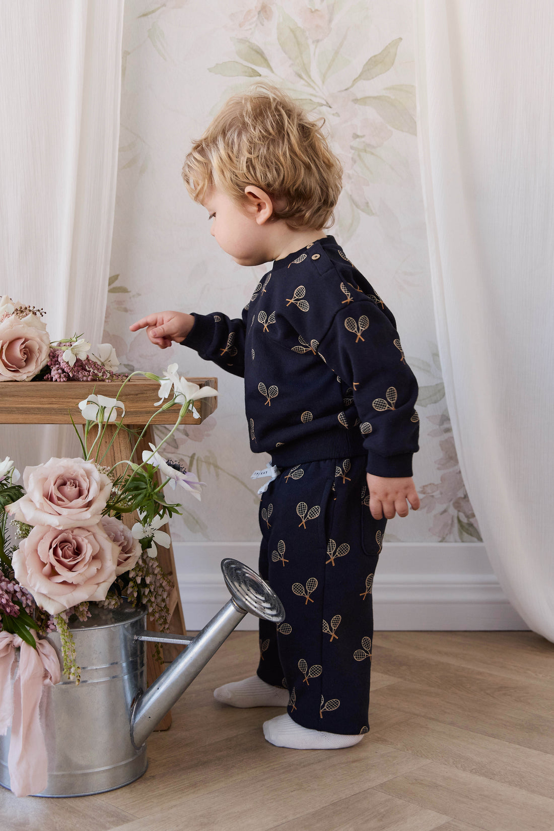 Organic Cotton Floyd Track Pant - Racquet Navy Childrens Pants from Jamie Kay Australia