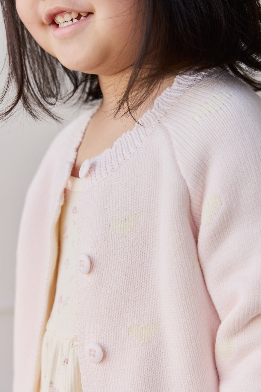 Anna Cardigan - Petite Heart Calcite Childrens Cardigan from Jamie Kay Australia