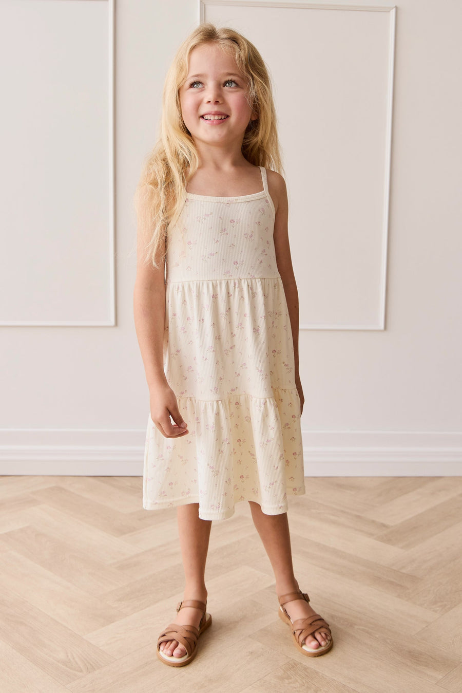 Organic Cotton Fine Rib Matilda Dress - Caroline Egret Childrens Dress from Jamie Kay Australia