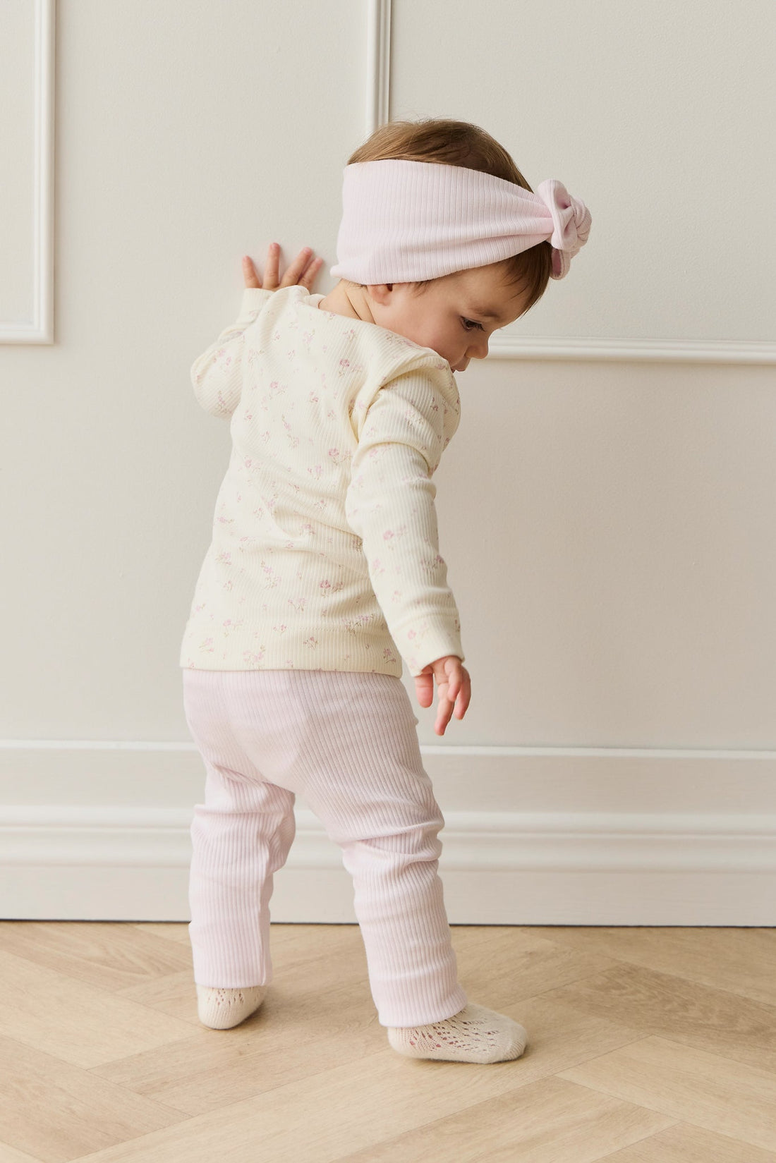 Organic Cotton Fine Rib Long Sleeve Top - Caroline Egret Childrens Top from Jamie Kay Australia