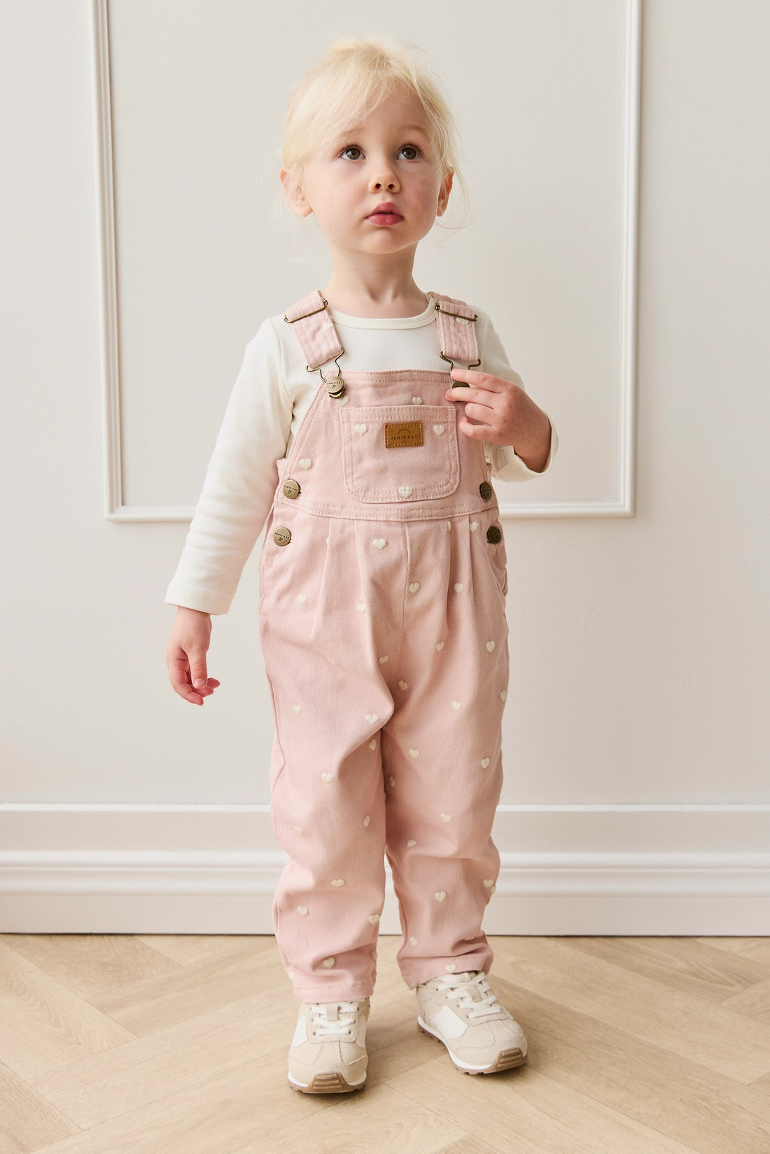 Blair Overall - Petite Heart Peach Childrens Overall from Jamie Kay Australia