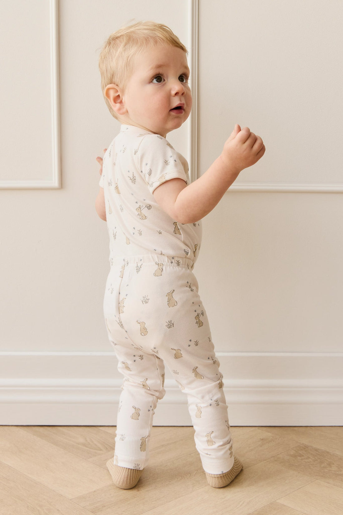 Organic Cotton Hudson Short Sleeve Bodysuit - Lapin Jardin Childrens Bodysuit from Jamie Kay Australia