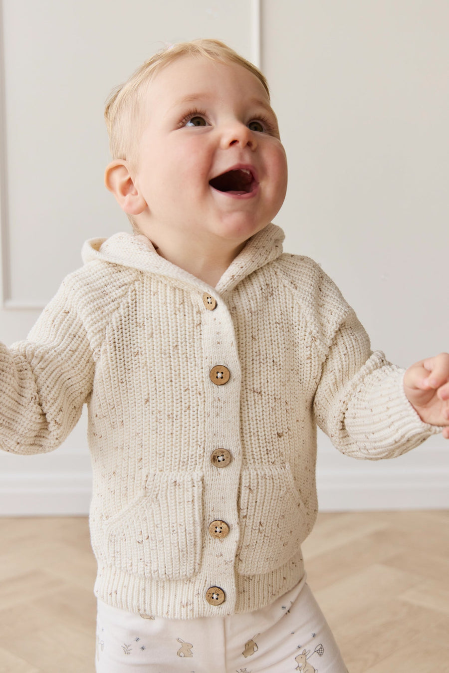 OG Bear Knit - Pistachio Fleck Childrens Cardigan from Jamie Kay Australia