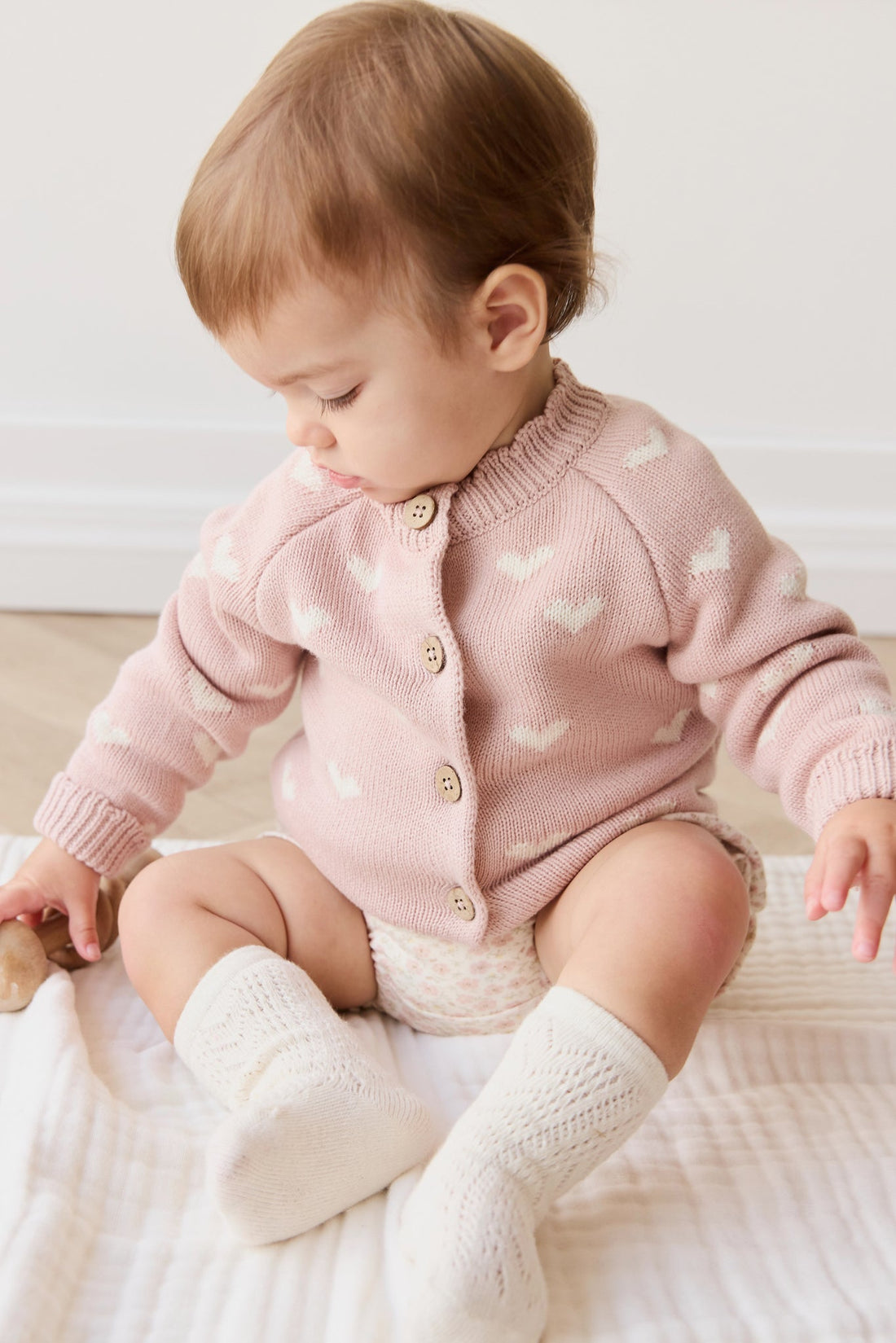 Anna Cardigan - Petite Heart Rose Smoke Childrens Cardigan from Jamie Kay Australia