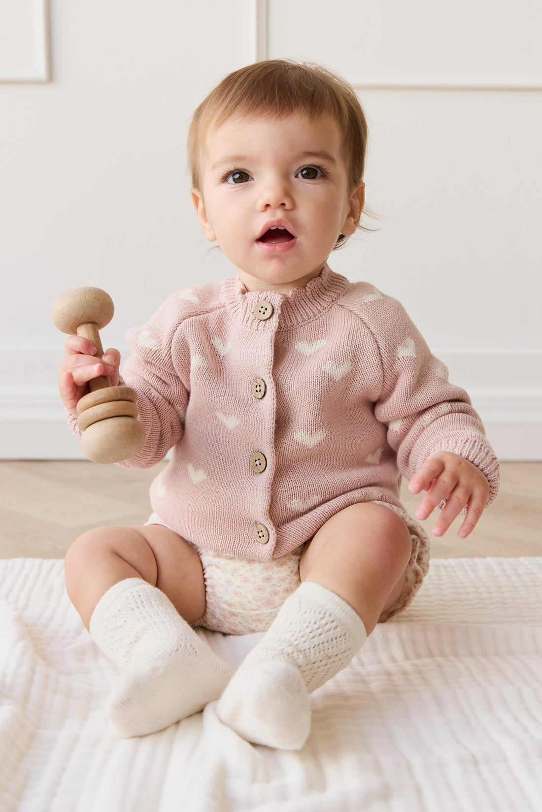 Anna Cardigan - Petite Heart Rose Smoke Childrens Cardigan from Jamie Kay Australia