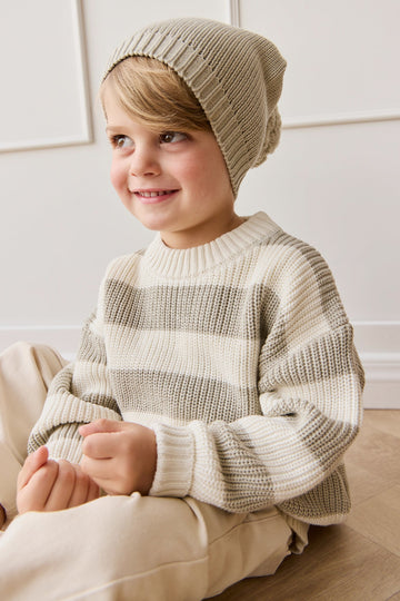 Johan Knit Jumper - Wide Knit Stripe Cloud/Raindance Childrens Jumper from Jamie Kay Australia